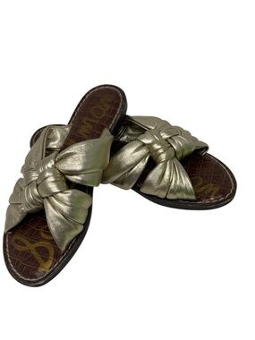 Sam Edelman Metallic Gold Knot Slide Sandals